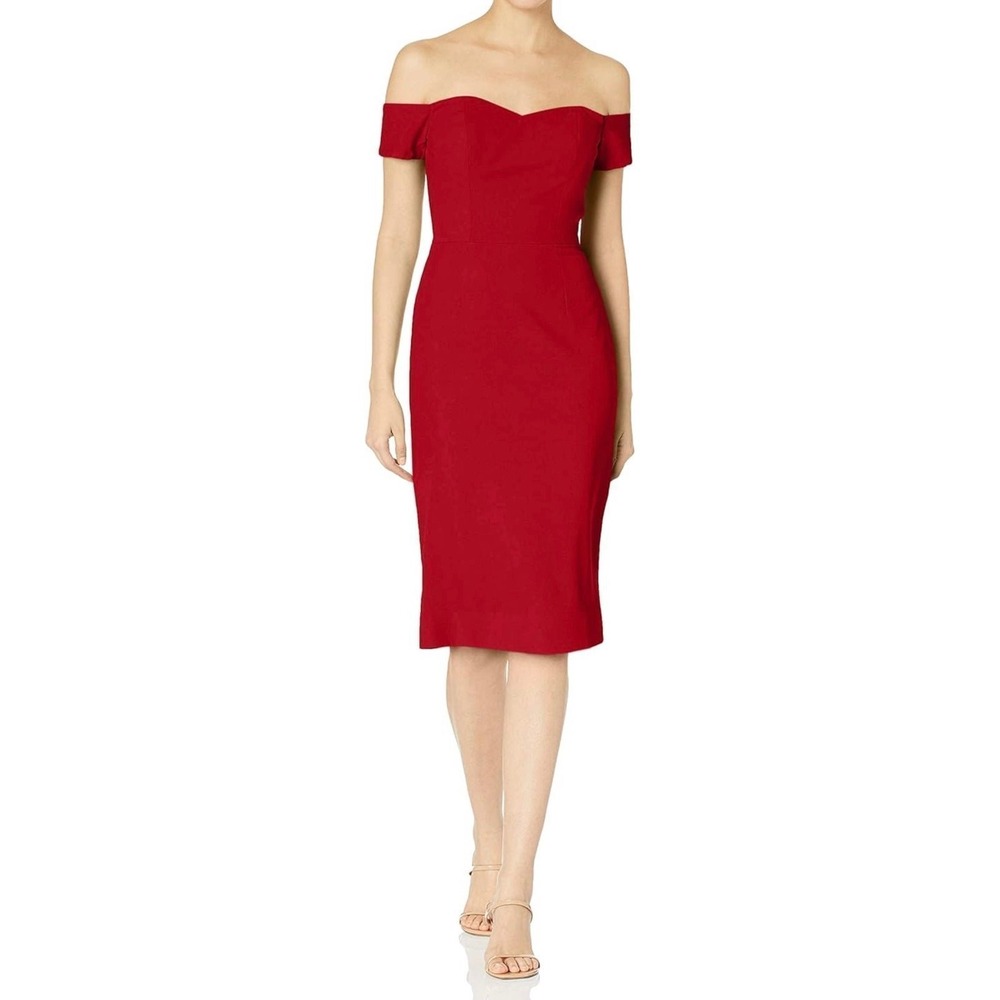 Dress the Population "Bailey" Off-the-Shoulder Dress – Red (Size‎ M)